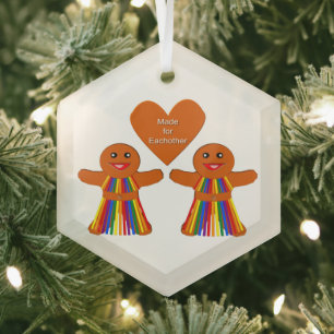 Lesbian Christmas Gingerbread Ladys Couple Ornament Aus Glas