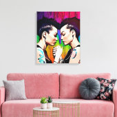 Lesbian Couple Holding Hands Rainbow Art Leinwanddruck (Insitu (Wohnzimmer))