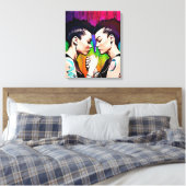 Lesbian Couple Holding Hands Rainbow Art Leinwanddruck (Insitu (Schlafzimmer))
