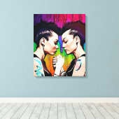 Lesbian Couple Holding Hands Rainbow Art Leinwanddruck (Insitu (Holzboden))