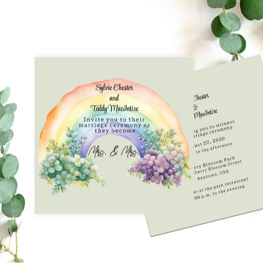 Lesbian Couple Rainbow Wedding Einladung
