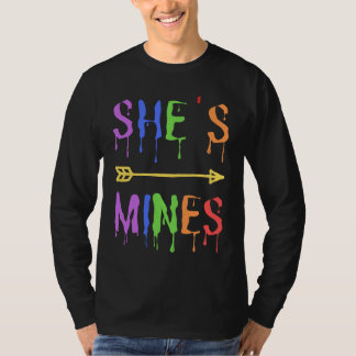 Lesbian Couple She's Mine I'm Hers Matching LGBTQ  T-Shirt