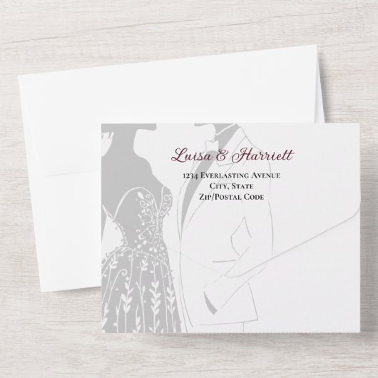 Lesbian Couple Wedding Einladung (Rückseite)