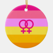 Lesbian Dawn Pride WLW Keramik Ornament (Vorne)