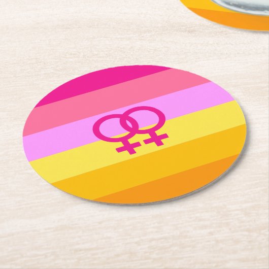 Lesbian Dawn Pride WLW Runder Pappuntersetzer (Angewinkelt)