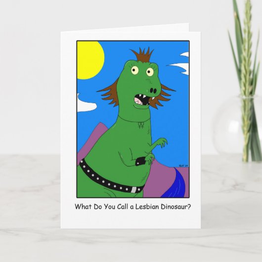 Lesbian Dinosaur Karte (Vorderseite)