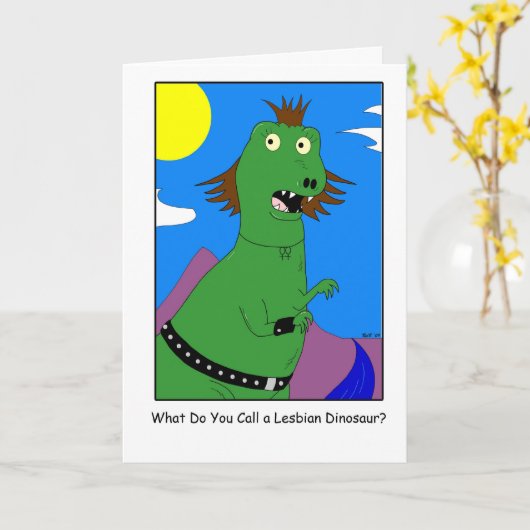 Lesbian Dinosaur Karte (Gelbe Blume)