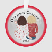 Lesbian First Christmas FOTO romantic red Ornament (Vorderseite)