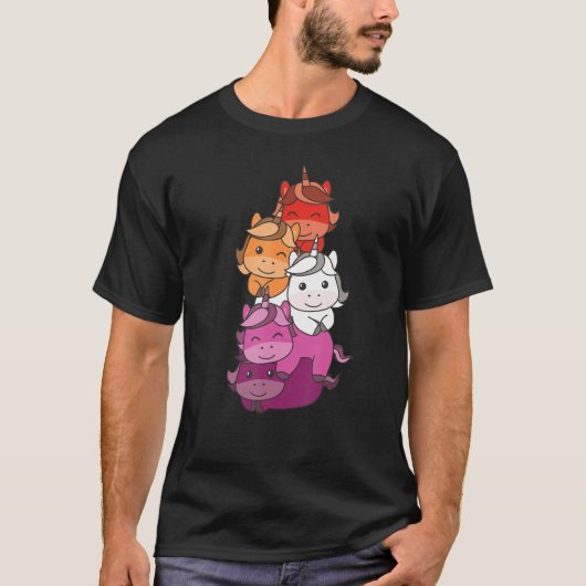 Lesbian Flag Pride Month Lgbtq Lesbian Unicorn T-Shirt (Vorderseite)
