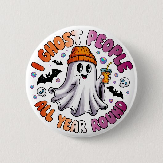 Lesbian Funny Halloween - Ich Ghost People Button (Vorderseite)