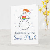 Lesbian Girlfriend Valentine Niedlich Snowman & He Karte (Gelbe Blume)