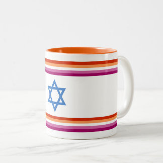 Lesbian Israel Pride Flag Zweifarbige Tasse