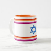 Lesbian Israel Pride Flag Zweifarbige Tasse (Vorderseite Links)