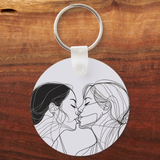 Lesbian Kiss Matching Couples Schlüsselanhänger (Vorderseite)