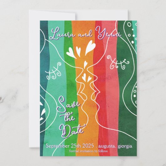 Lesbian Love Doodle Save The Date (Vorderseite)