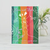 Lesbian Love Doodle Save The Date (Stehend Vorderseite)