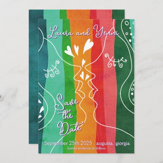 Lesbian Love Doodle Save The Date (Vorne/Hinten)