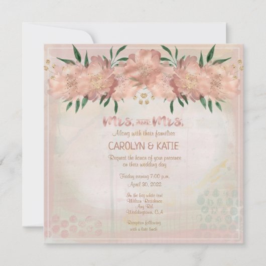 Lesbian Mrs. and Mrs. Blush Floral (Vorderseite)