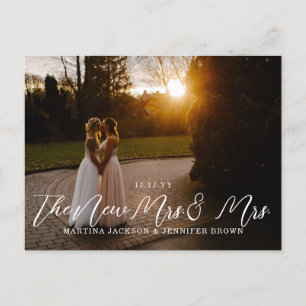 Lesbian Newlyweds Mrs. and Mrs. Photo Thank You Postkarte