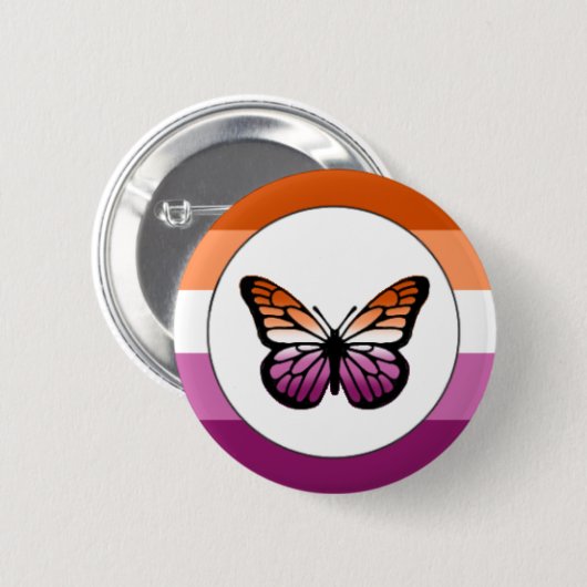 Lesbian Pride Butterfly Button (Vorne & Hinten)