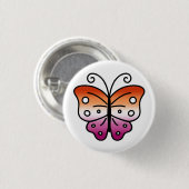 Lesbian Pride Butterfly Pin Badge Button (Vorne & Hinten)
