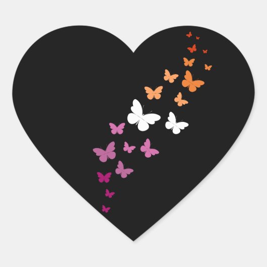Lesbian Pride Butterfly Trail Herz-Aufkleber (Vorderseite)