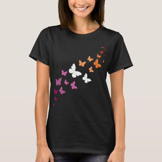 Lesbian Pride Butterfly Trail T-Shirt (Vorderseite)