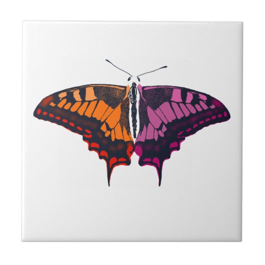 Lesbian Pride Flag Swallowtail Butterfly Fliese (Vorderseite)