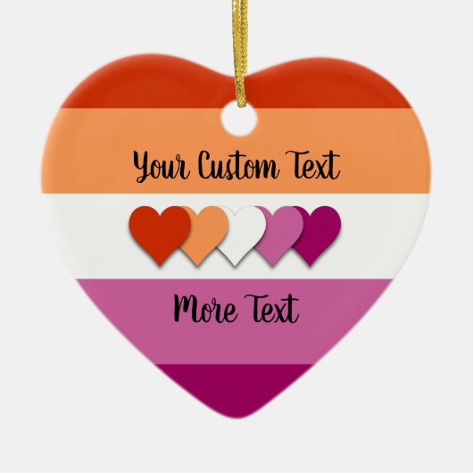 Lesbian pride flag with text keramik ornament (Vorne)