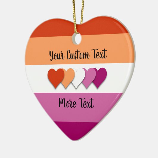 Lesbian pride flag with text keramik ornament (Links)