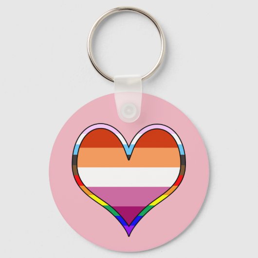 Lesbian Pride Heart Keychain Schlüsselanhänger (Vorderseite)