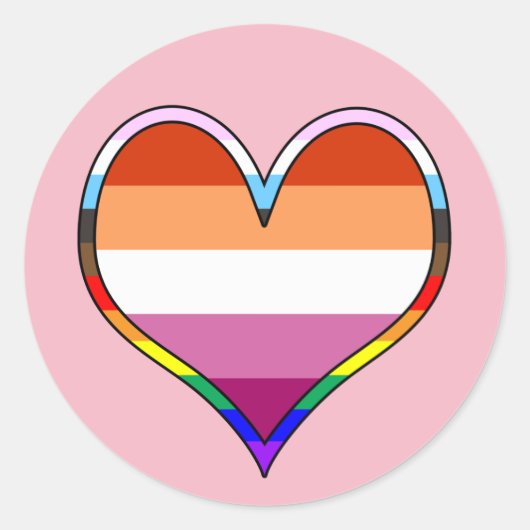Lesbian Pride Heart Runder Aufkleber (Vorderseite)
