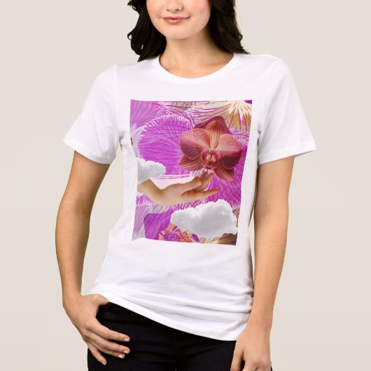 Lesbian Pride Pink Orchid Aesthetic Sapphic WLW Tri-Blend Shirt (Vorderseite)