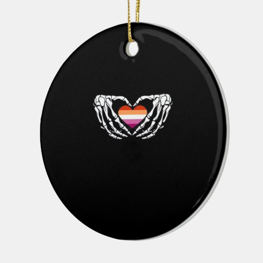 Lesbian Pride Skeleton Halloween Wlw Goth Heart Cl Keramik Ornament (Links)