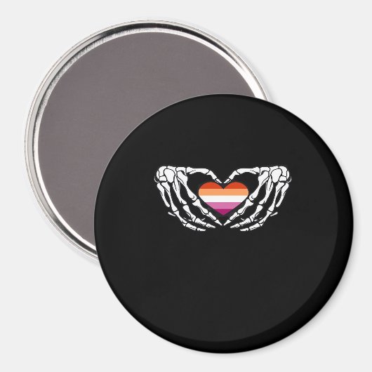 Lesbian Pride Skeleton Halloween Wlw Goth Heart Cl Magnet (Vorderseite/Rückseite)