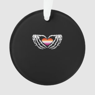 Lesbian Pride Skeleton Halloween Wlw Goth Heart Cl Ornament
