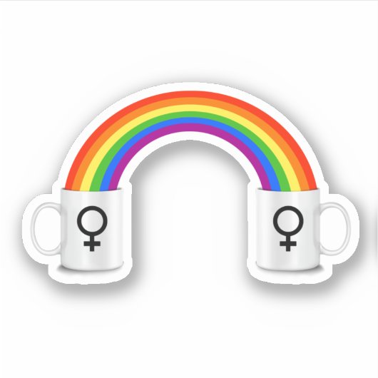 Lesbian Rainbow Coffee Date Aufkleber (Vorderseite)