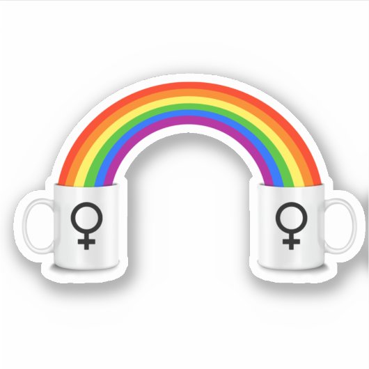 Lesbian Rainbow Coffee Date Aufkleber (Vorderseite)