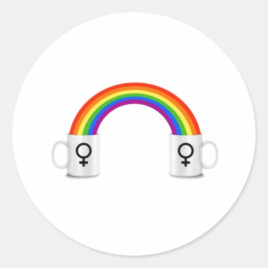 Lesbian Rainbow Coffee Date Runder Aufkleber (Vorderseite)