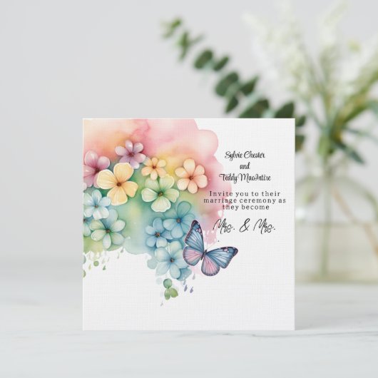 Lesbian Rainbow Wedding Einladung (Stehend Vorderseite)