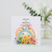 Lesbian Rainbow Wedding Einladung (Stehend Vorderseite)