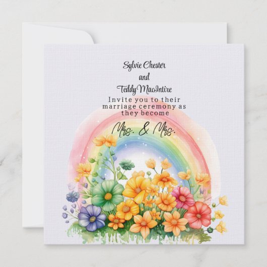 Lesbian Rainbow Wedding Einladung (Vorderseite)