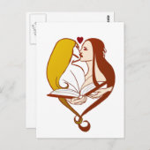 Lesbian Romance Sepia Gold Postkarte (Vorne/Hinten)