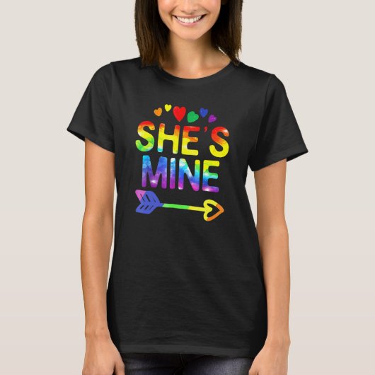 Lesbian She's Mine Couples Matching I's Lgbt T-Shirt (Vorderseite)