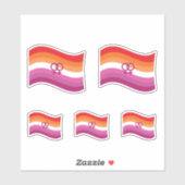 Lesbian Sunset Liebe Pride Wavy Flag Aufkleber (Blatt)