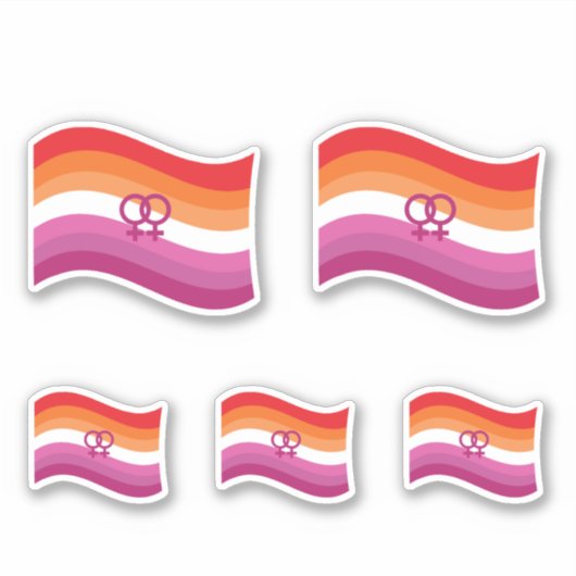 Lesbian Sunset Liebe Pride Wavy Flag Aufkleber (Vorderseite)