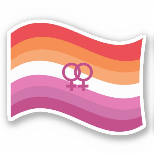 Lesbian Sunset Liebe Pride Wavy Flag Aufkleber (Vorderseite)