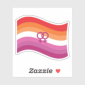 Lesbian Sunset Liebe Pride Wavy Flag Aufkleber (Blatt)