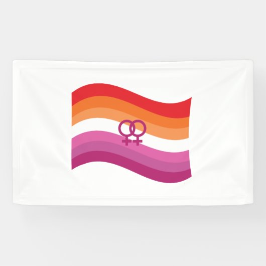 Lesbian Sunset Liebe Pride Wavy Flag Banner (Horizontal)
