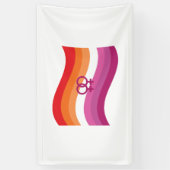 Lesbian Sunset Liebe Pride Wavy Flag Banner (Vertikal)
